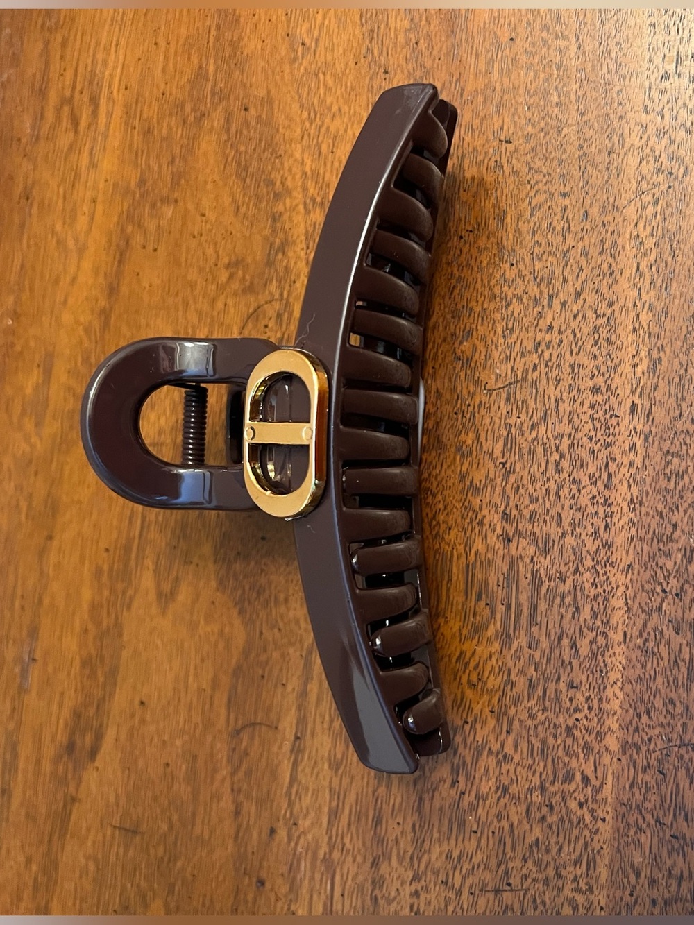 Fashion CD Hair Claw Clip Brown with Gold Accent - Picture 5 of 5
